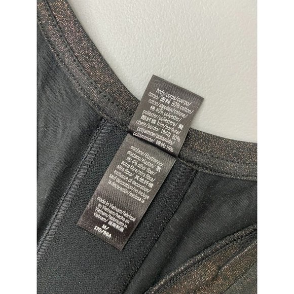 Victoria Sport women's medium black gold shimmer racer open back athletic tank - Picture 4 of 7